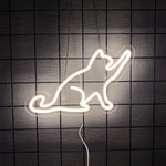 néon chat moderne blanc rose jaune vert bleu fixations chambre animaux fête anniversaire