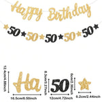 guirlande fête anniversaire or noir lettres étoiles élégante tringle fixée enfants festives