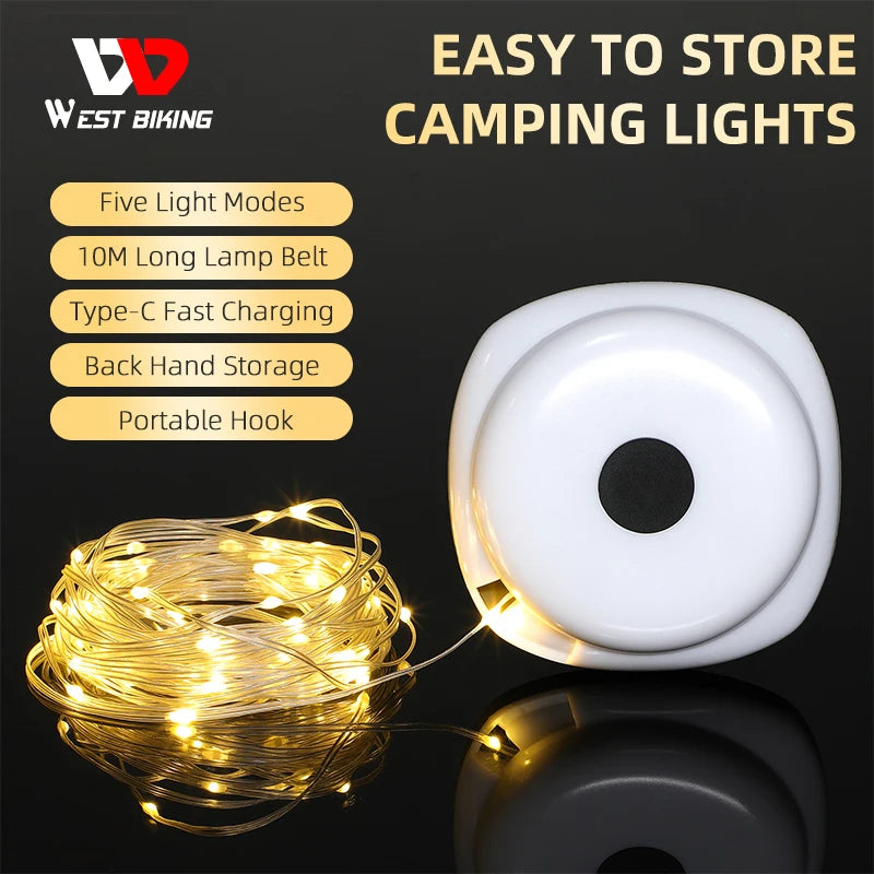 guirlandes lumineuses camping décoratives jaune blanc torsadées ipx4 étanches led 10m