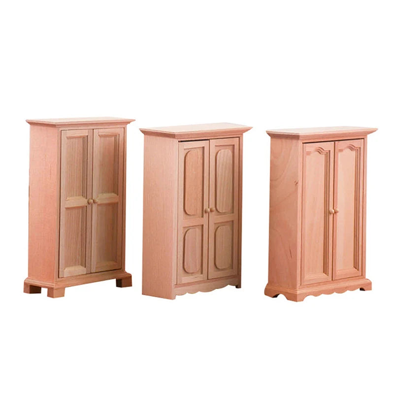 armoire miniature bois naturel classique intérieur poupée collection deco traditionnelle rustique