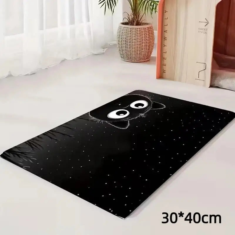 tapis antidérapant imperméable dessin animé chats couleurs variées toile jute cartoon assiettes alimentation chats