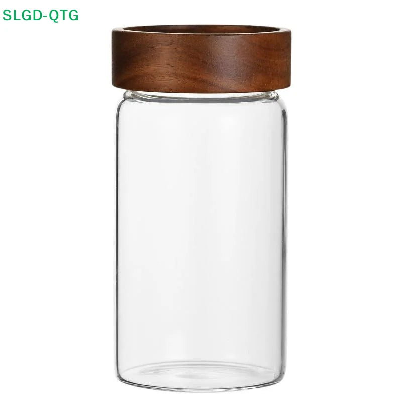 bocal verre transparent couvercle bois organisation alimentaire fruits secs rangement moderne minimaliste