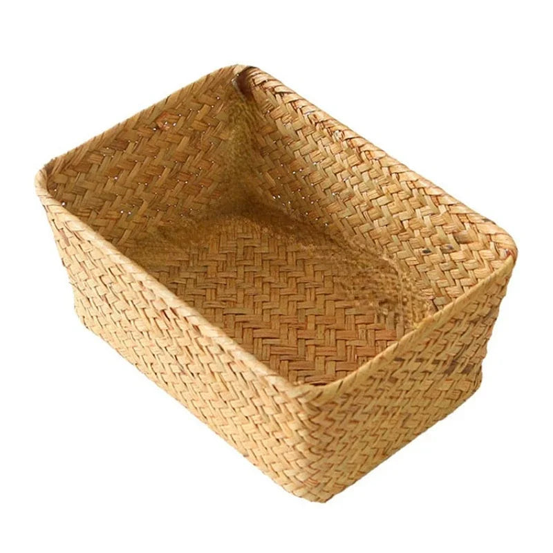 panier rangement osier tressé boîte rectangulaire noix pain biscuits bouteilles rustique minimaliste champêtre