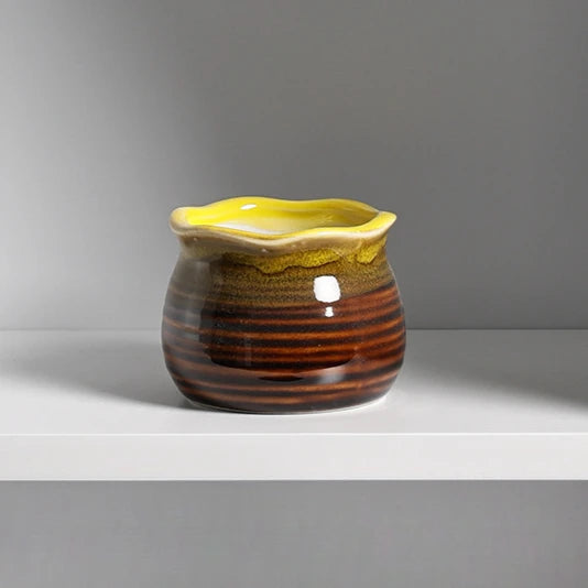 pots ceramique maincite rayes horizontales moderne marron vert bleu jaune