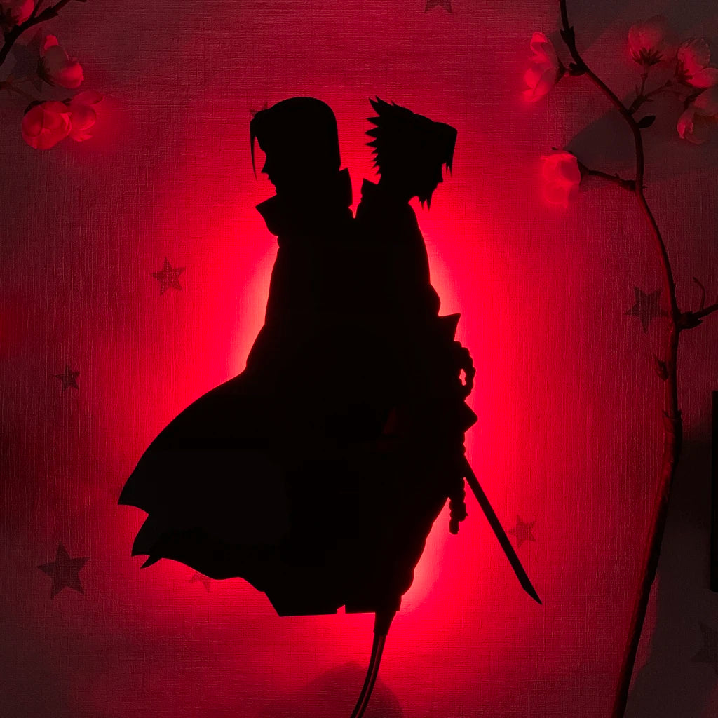 applique murale led silhouette anime noir décoration chambre veilleuse lumineuse personnage japonais