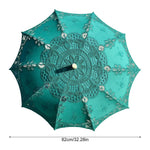 parapluie dentelle blanc vintage élégant poignée bois bleu vert mariage voyage