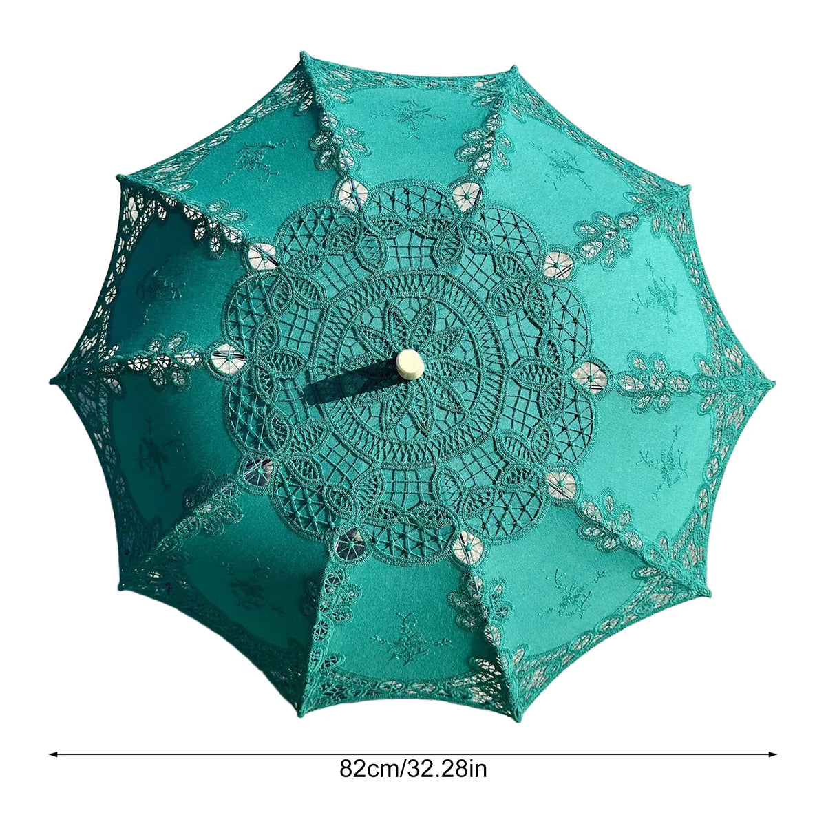 parapluie dentelle blanc vintage élégant poignée bois bleu vert mariage voyage
