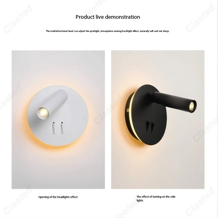 lampe chevet or moderne éclairage chambre coucher led angle réglable fixée mur minimaliste