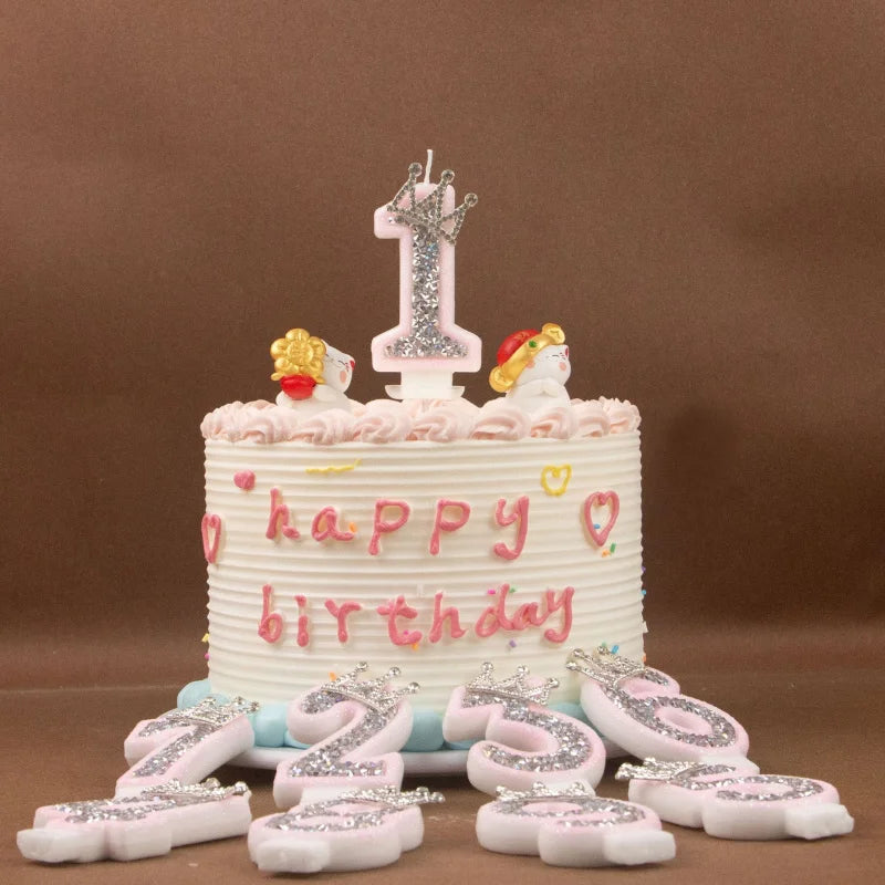 bougies chiffres strass rose argent festives décoration anniversaire creative gâteau PARTY festive