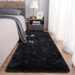 tapis noir blanc gris doux peluche épaisse moderne antidérapant confortable salon chambre coucher