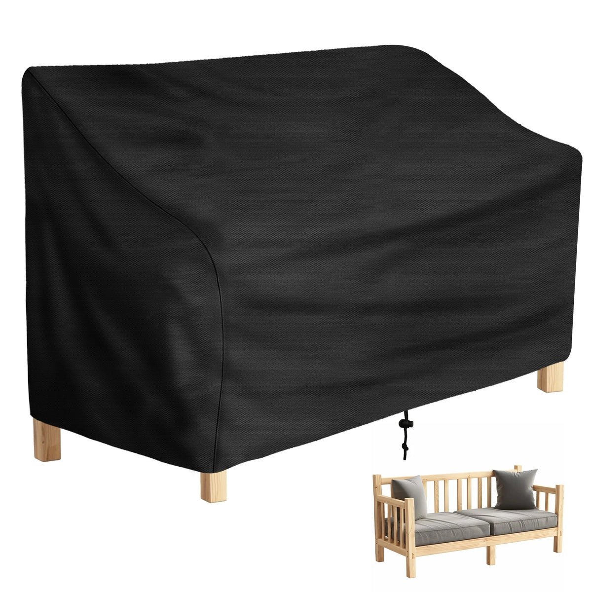 housse protection banc jardin noir poly coton cordon ajustable moderne extérieur uv resistant