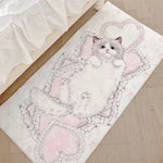tapis dessin animé mignon chats coeurs rose polyester salon chambre décoration
