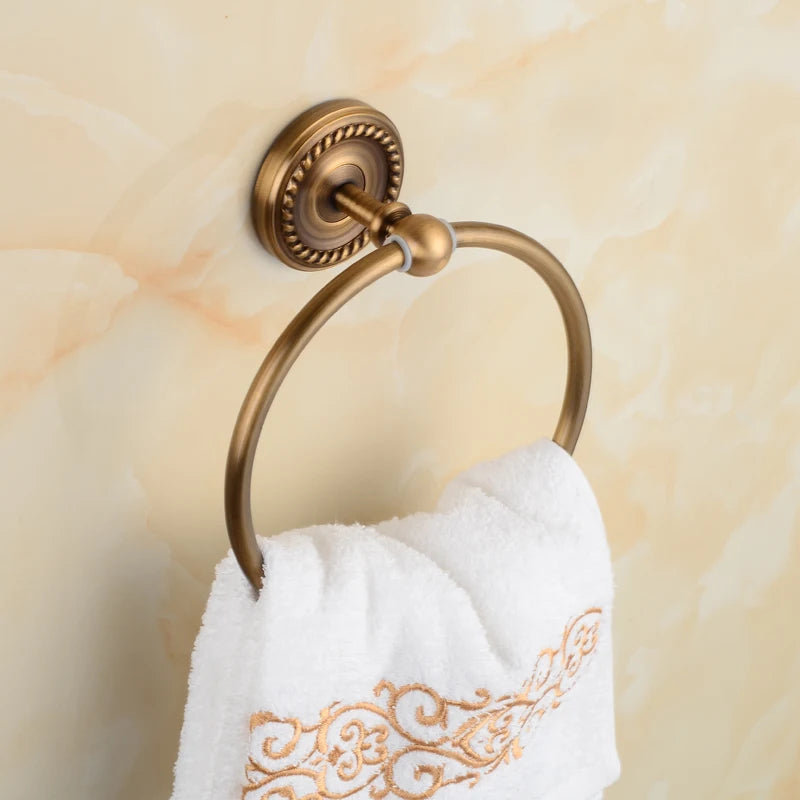 accessoires salle bain bronze classique finition brillante serviette bar papier holder robe hook vintage