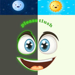 stickers toilette visage souriant yeux grands ouverts cartoon lumineux adhésifs salle bain bleu blanc