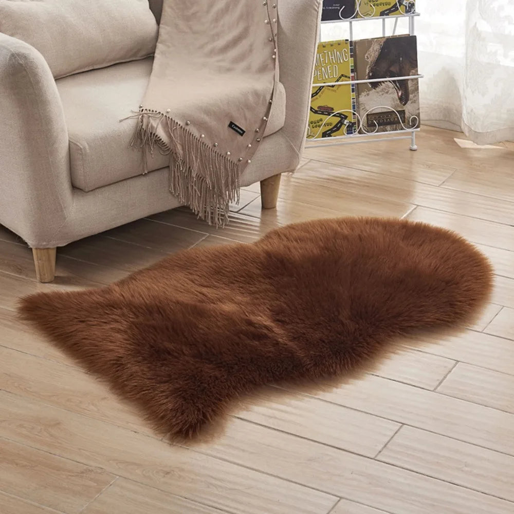 tapis blanc fourrure synthétique moderne polyester lavable vinyle sans BPA chambre maison