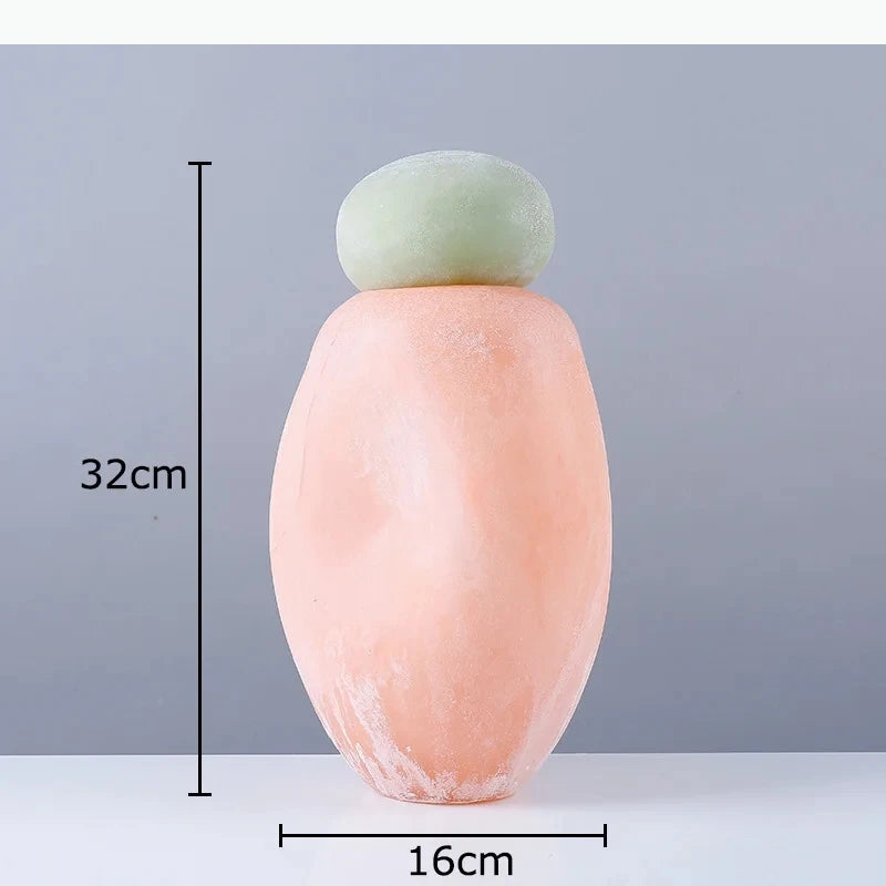 vase moderne sculpture abstraite orange jaune lilas vert texturé minimaliste