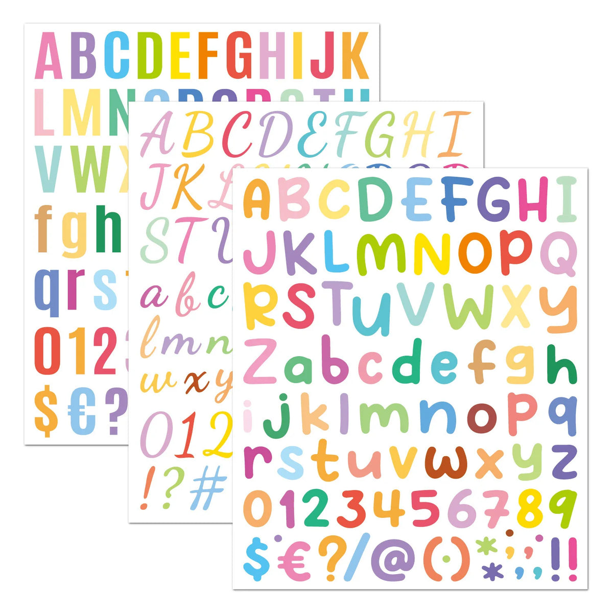 autocollants alphabet coloré moderne adhésif lettres chiffres symboles enfants transparents