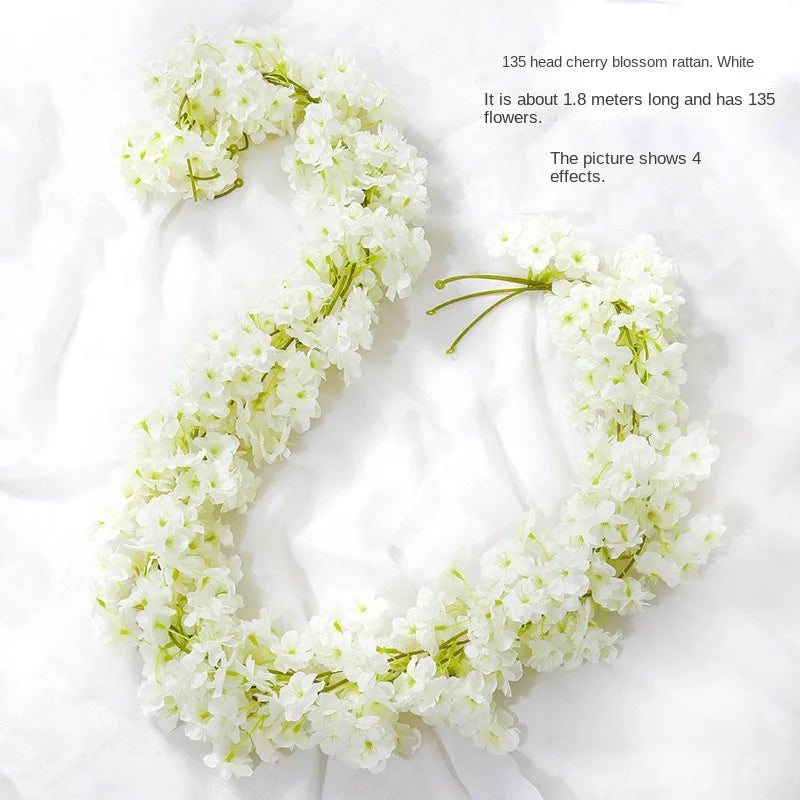 décoration intérieure guirlande fleurs artificielles rose clair mariage anniversaire baby shower pendaison crémaillère