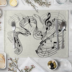 serviettes table moderne notes musicales beige clair tissu lin respectueux environnement