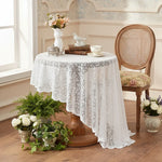nappe table blanche broderie florale semi transparente classique réutilisable lavable machine