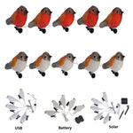 guirlande oiseaux bleu doré lumineuse clips solaire usb led jardin festive