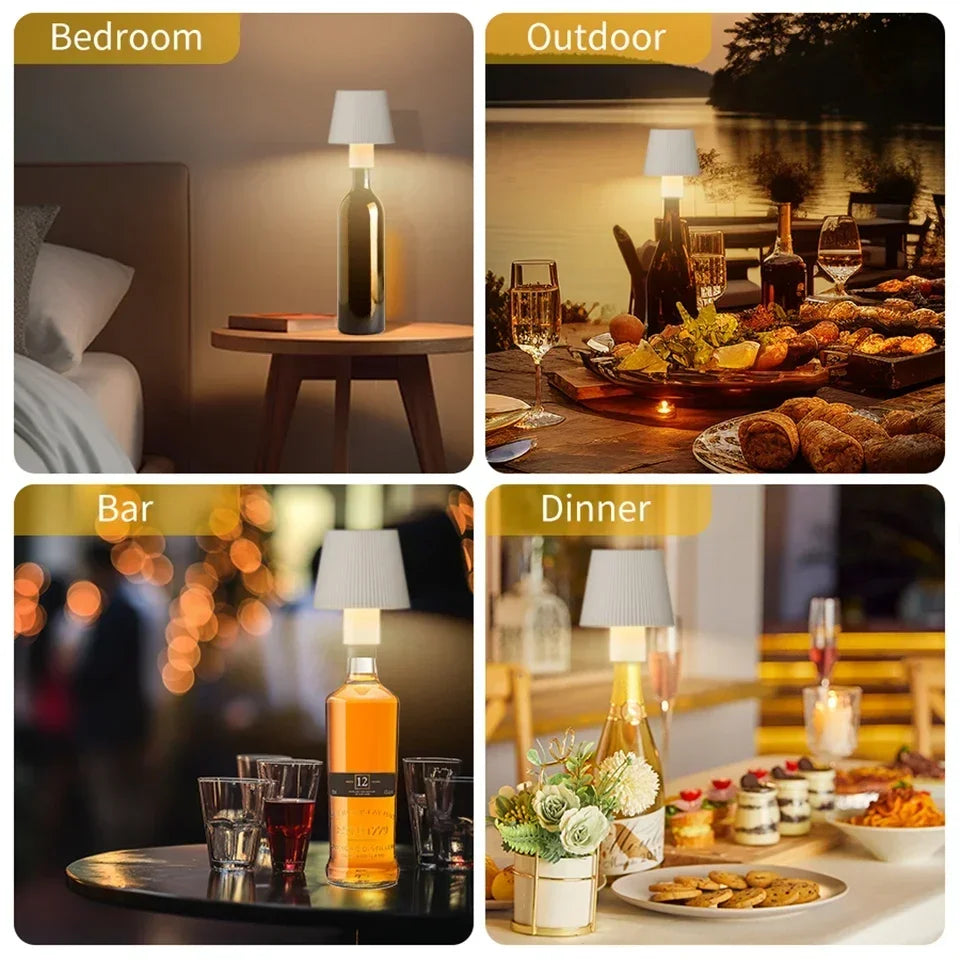 lampe moderne rechargeable interrupteur tactile noir blanc plissé abat jour led dimmable