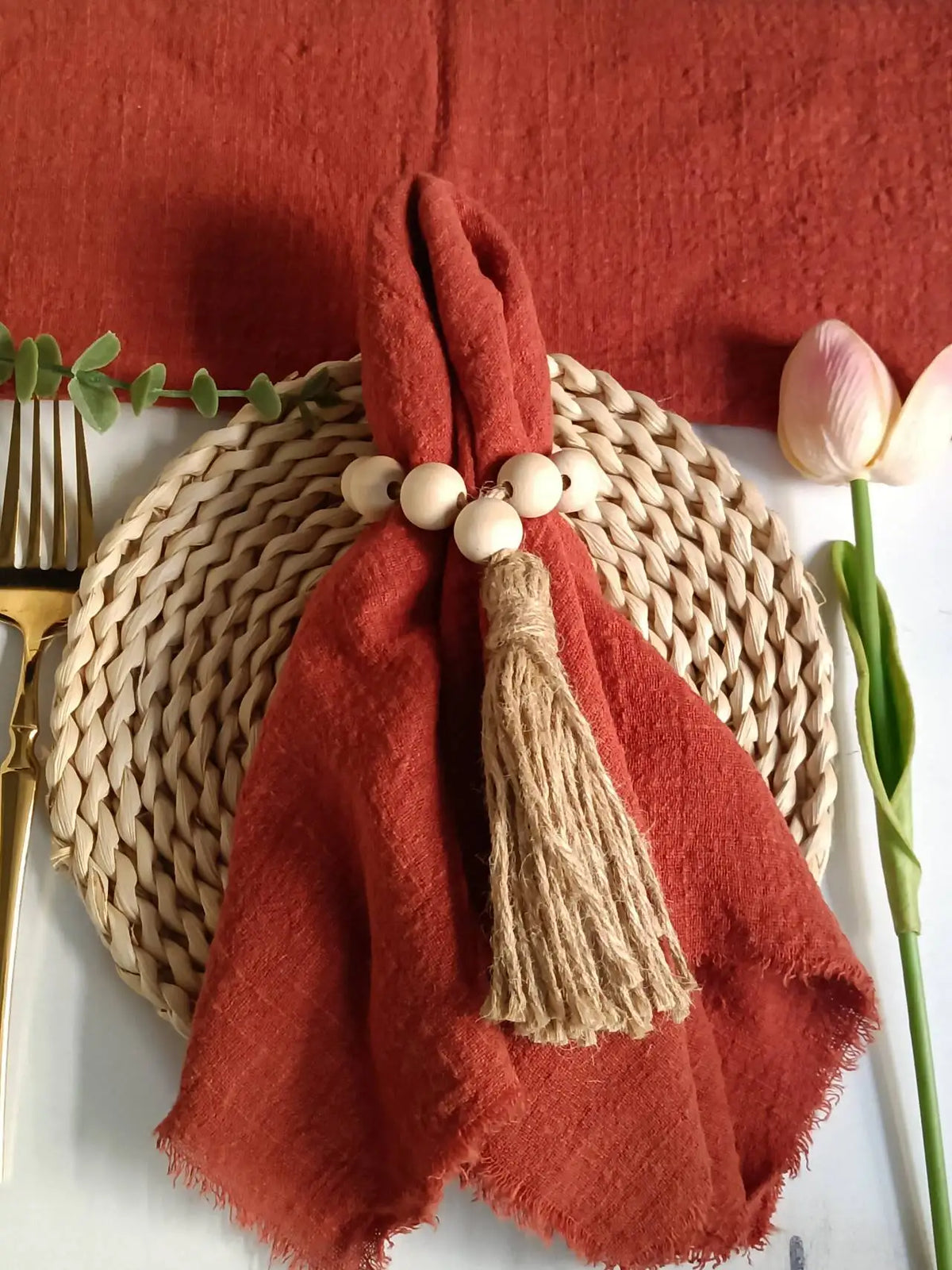 lot 10 serviettes table coton naturel rustique décoration maison