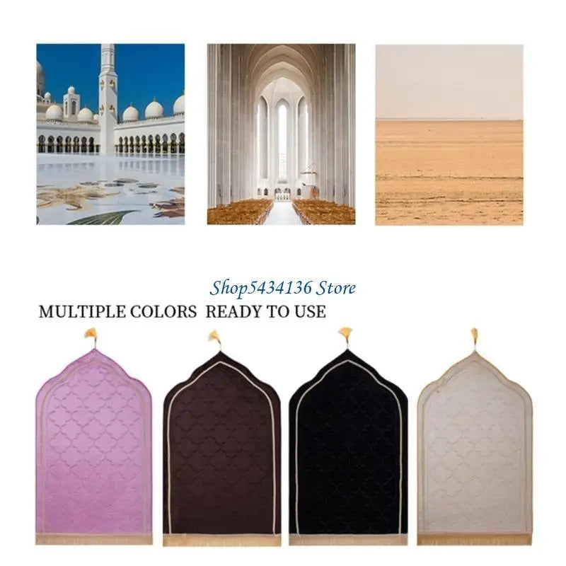 tapis prière motif géométrique rouge bleu beige rose moderne clips franges coton décoratif