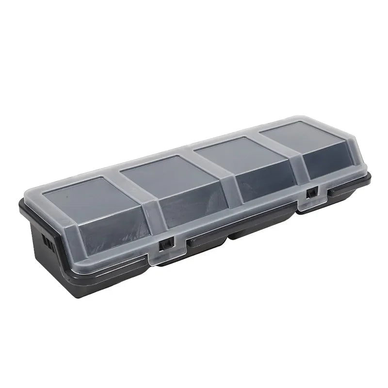boîte rangement outils plastique rouge transparente compartiments vis écrous pratique compact