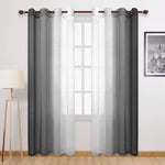rideau moderne gris blanc semi transparent anneaux polyester coton deux panneaux chambre salon