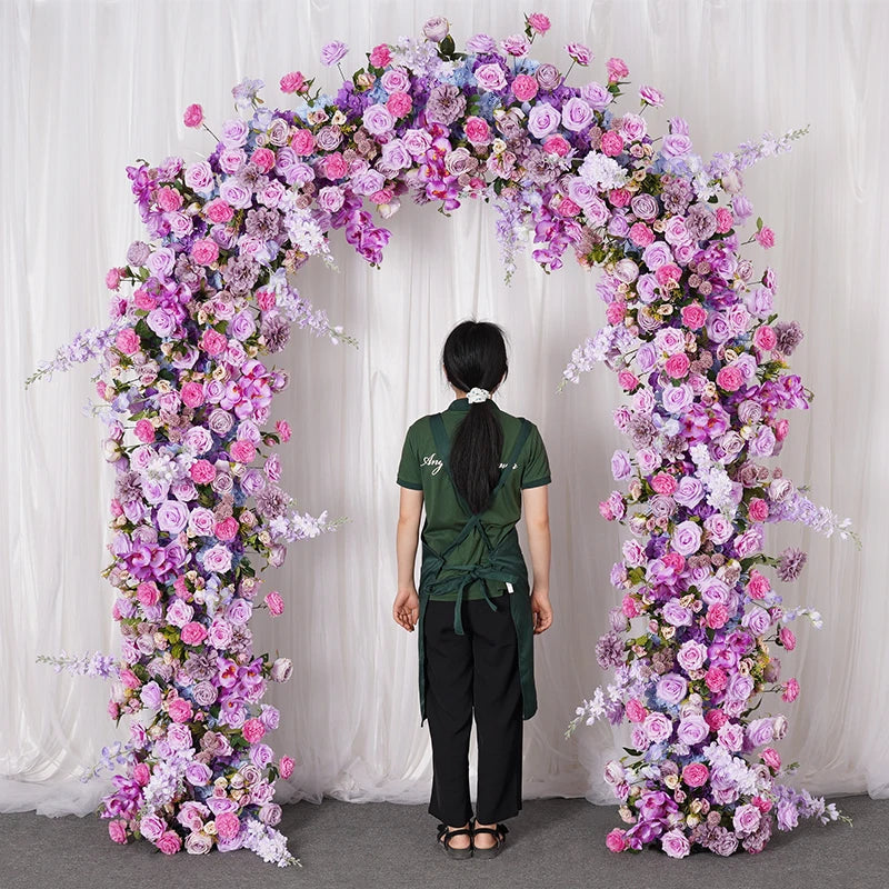 Arche décorative florale violettes roses blanches extérieur intérieur décoration événement classique artificielle fixe