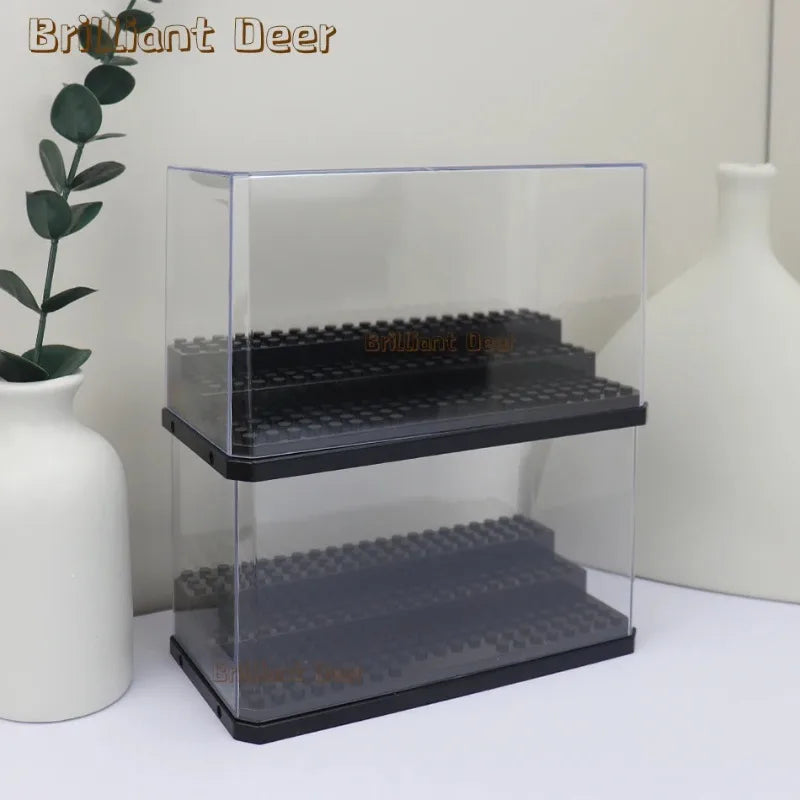 boîte bijoux transparente noir plateforme perforations moderne rangement plastique