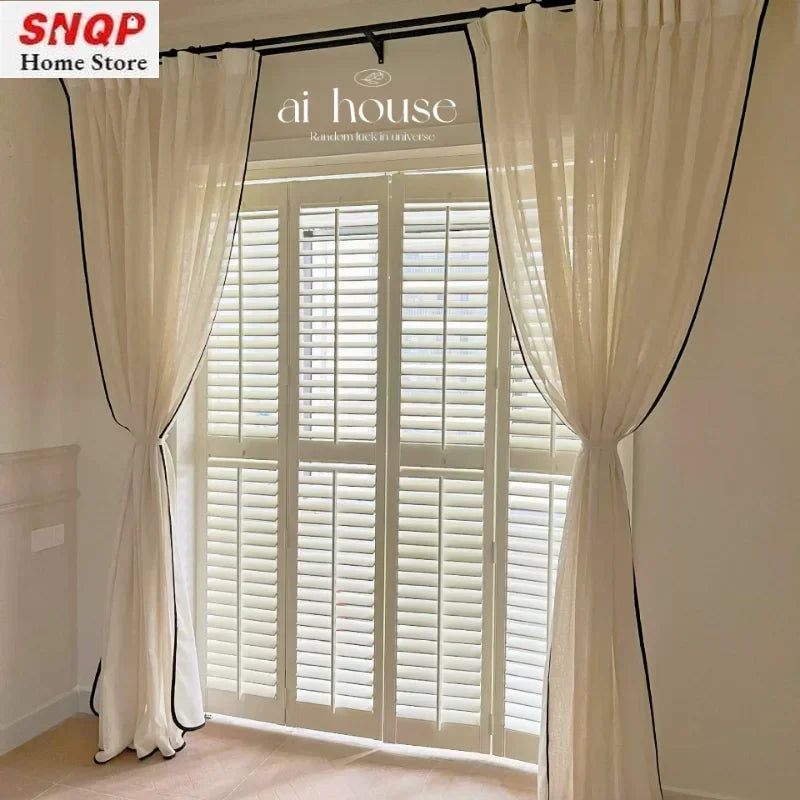 rideau blanc moderne semi transparent polyester maison 120cm 160cm 200cm 240cm 320cm 390cm