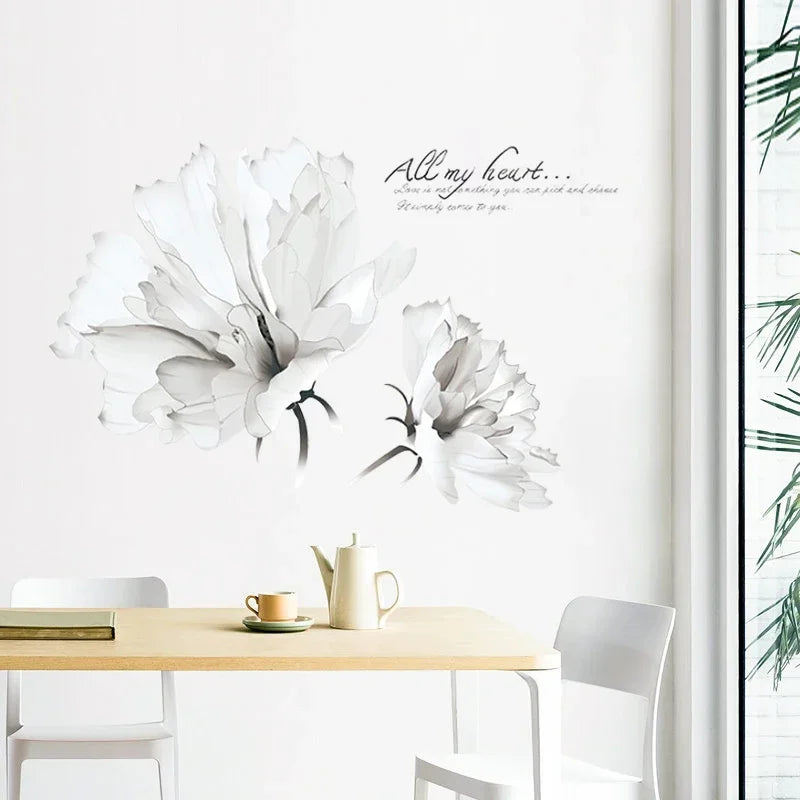 décoration murale stickers fleurs textes moderne romantique intérieur chambre salon