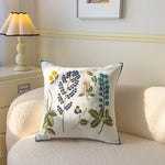 taie d'oreiller carrée fleur motif moderne polyester coton 45x45cm blanc