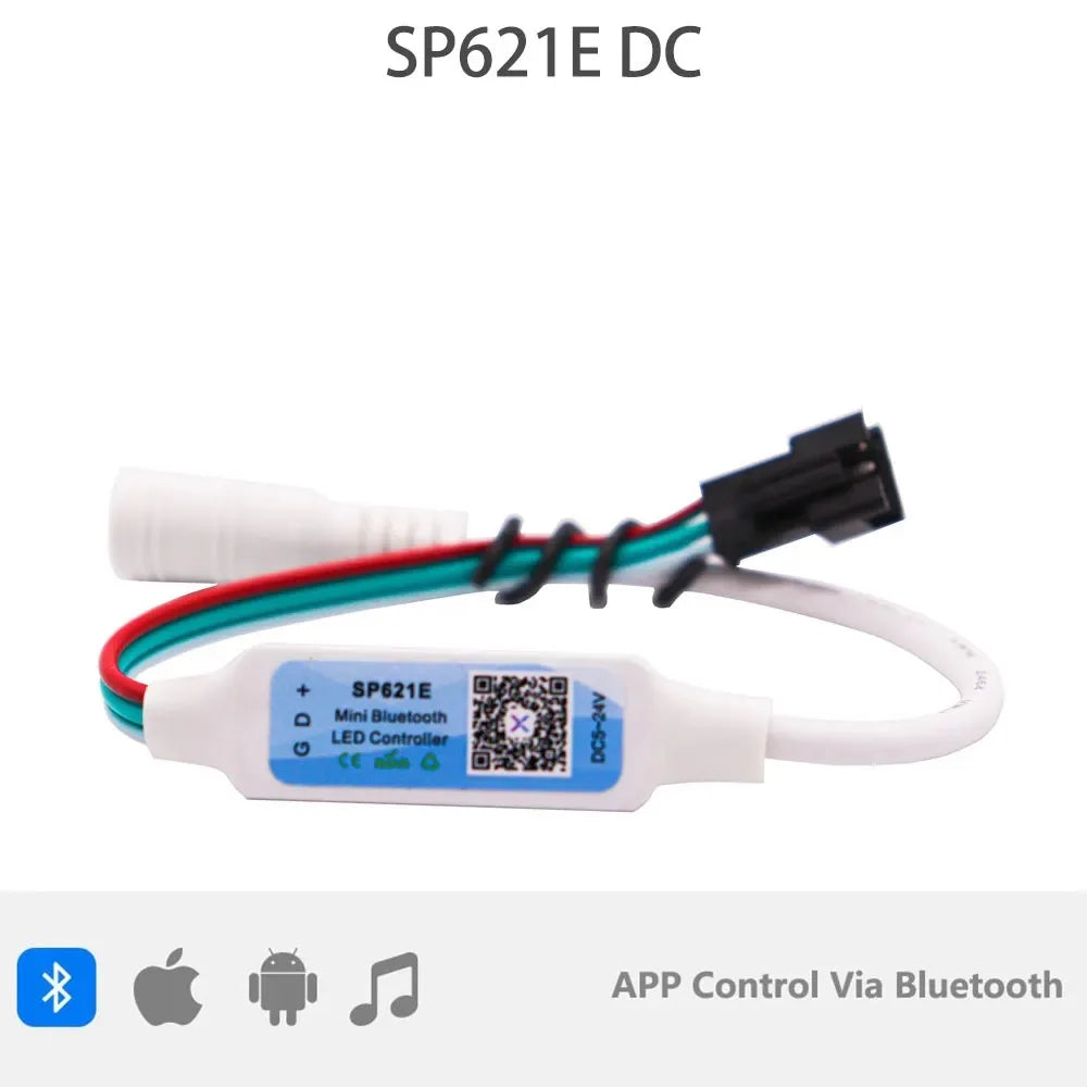 contrôleur led wifi bluetooth musique chargeur puissance 524v ws2812 ws2811 pixels blanc moderne
