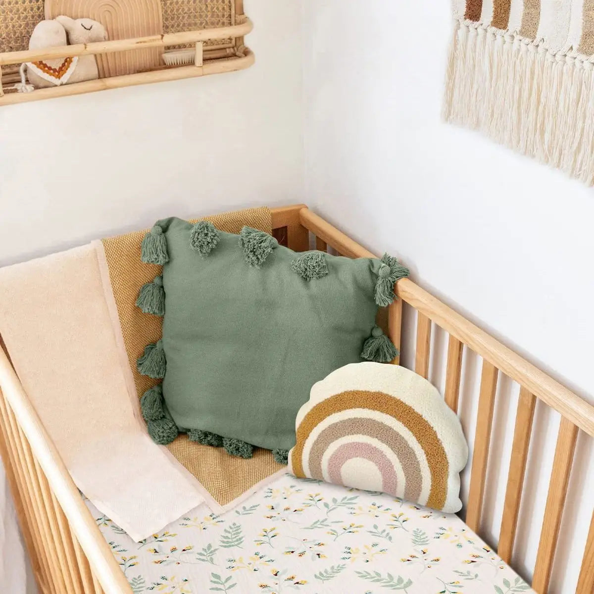 draps lit bébé coton fleurs pois blanc vert rose beige moderne élastique doux maternité