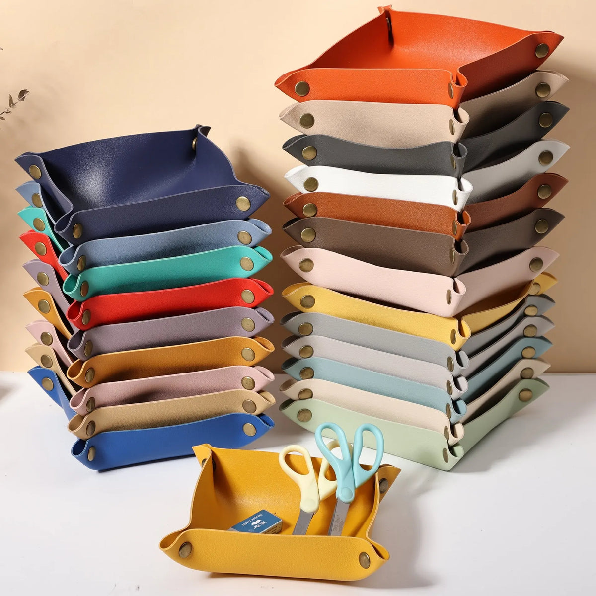 porte clés pliable simili cuir moderne lunettes clé voiture stylo bleu marine vert rouge