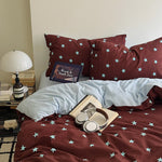 lit simple double ensemble literie housse couette étoiles géométrique taie oreiller drap polyester moderne