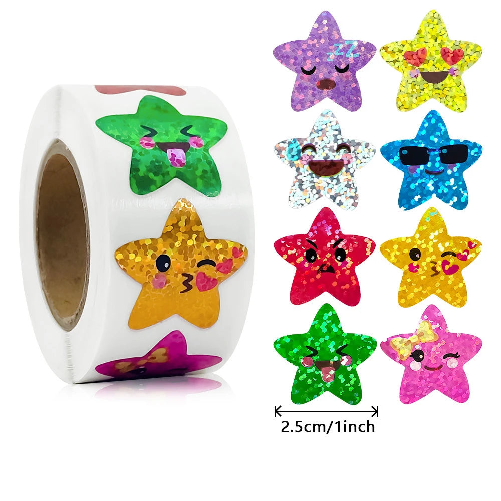 autocollants étoiles pailletées couleurs vives stickers décoratifs enfants salle classe craft activités