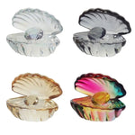 boîte bijoux transparente multicolore imprimée coquillages artisanale décoration