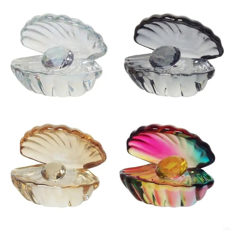 boîte bijoux transparente multicolore imprimée coquillages artisanale décoration