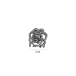 bague vintage élégante fleurs strass noir argenté femme quatre saisons decoration