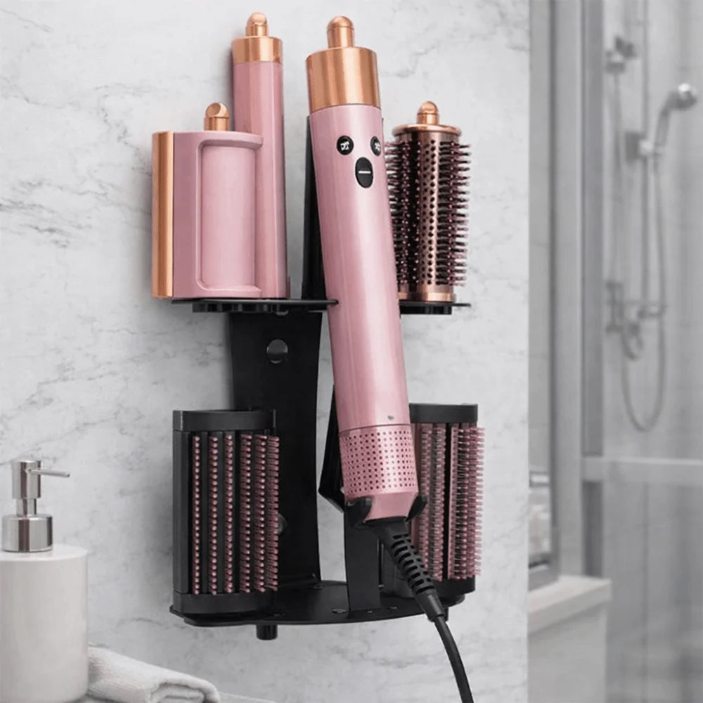 support dyson airwrap ventouse mural noir plusieurs accessoires inclusion brosses embouts moderne minimaliste