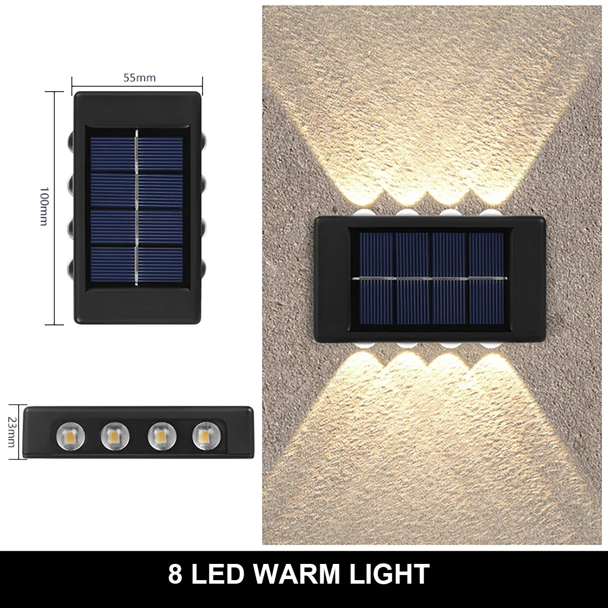 Lampes murales solaires LED modernes 10 blanc chaud jardin extérieur ip65 autonomes vacances
