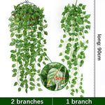 plantes artificielles suspendues feuilles vertes modernes décoratives extérieures accrochées ovales veinées opaques vivantes