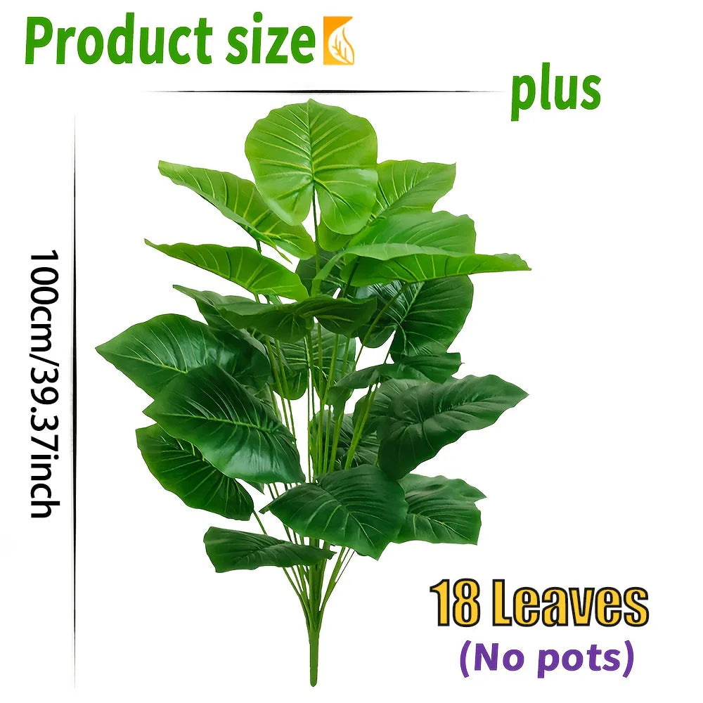 plante artificielle grande feuilles vertes 18 feuilles decoration maison salon extérieur verte realistic