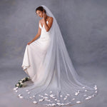 voile mariée blanc fleurs blanches classique bridal prom wedding translucent adult female