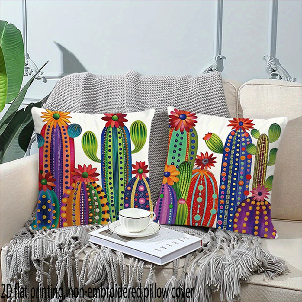 taies d'oreiller décoratives cactus fleurs modernes polyester peacheskin 40x40cm 45x45cm 50x50cm 60x60cm ethnique