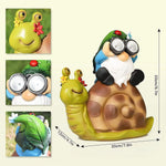 décoration jardin gnome résine escargot lumiere solaire fantaisiste verte bleue rouge